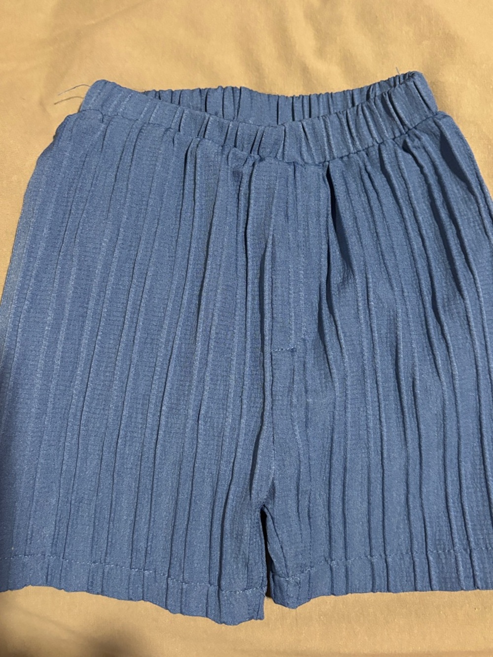 Kids Blue Pleated Shorts with Elastic Waist